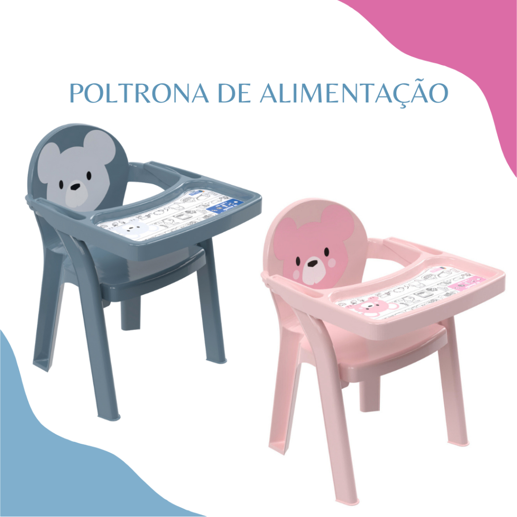 Poltrona de Alimentação Plasutil Infantil Portátil Cadeira Refeição Para Bebê Com Bandeja Para Color