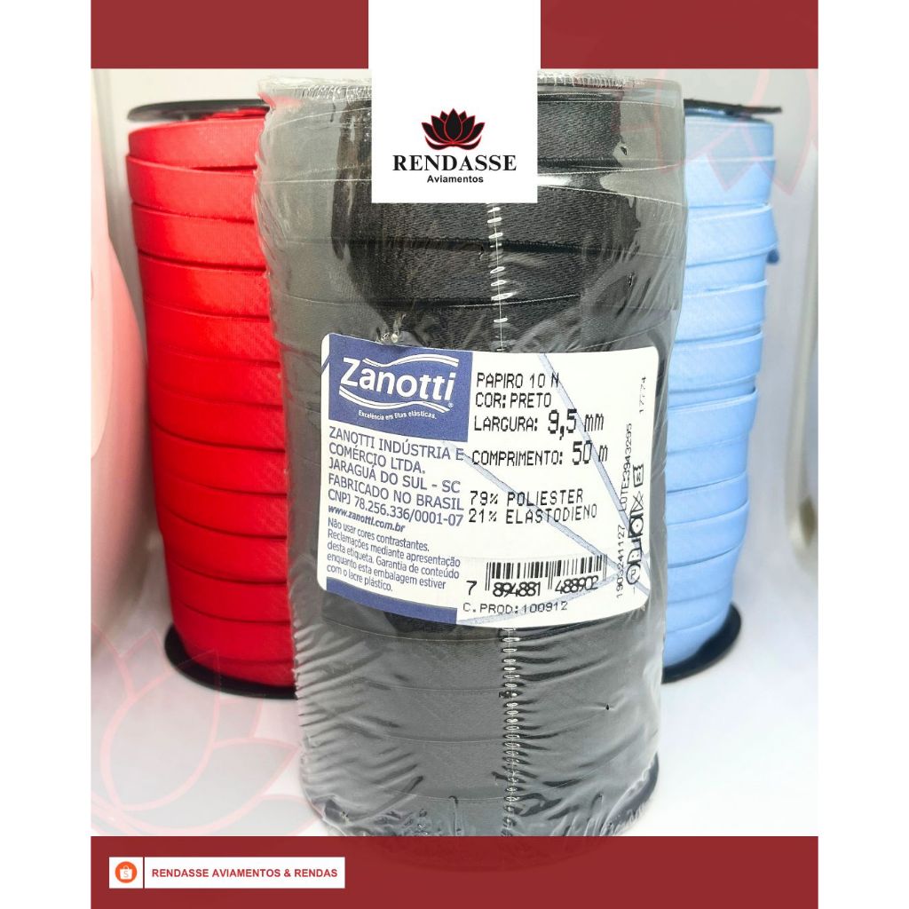 Rolo Com 50 Metros de alça elástica PAPIRO ZANOTTI para sutiã E Calcinha