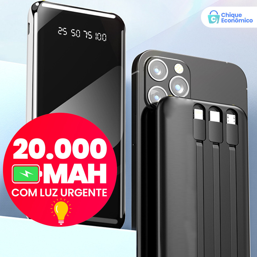 Carregador Portátil Bateria Externa Power Bank 10000+20000mah Design Favo de Mel