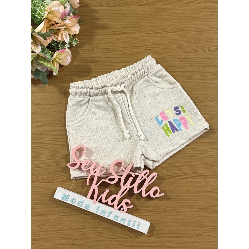 Shorts Infantil Catavento Verão Off White Happy