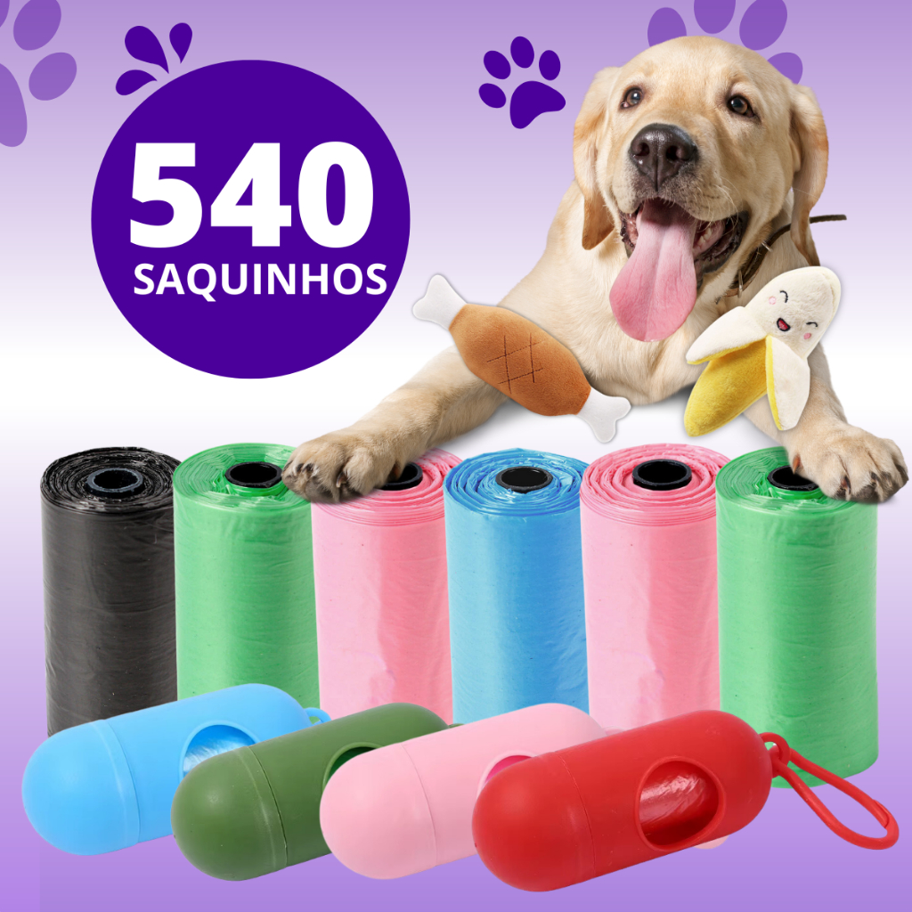 Refil Saco Cata Caca Rolinhos C/ Saquinhos + Suporte Colorido Para Pet Higiênico – Escolha Seu Kit