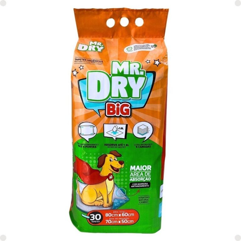 Tapete Higiênico Mr. Dry Big Com 30 Unidades 80cm