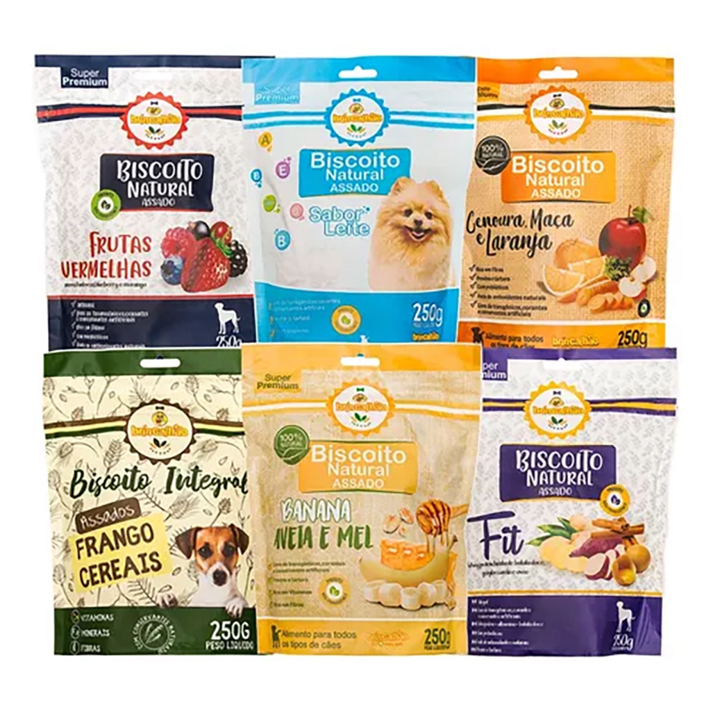 Biscoitos pra Cachorro Petisco Natural Assados Sem Transgênicos Brincalhão 250g