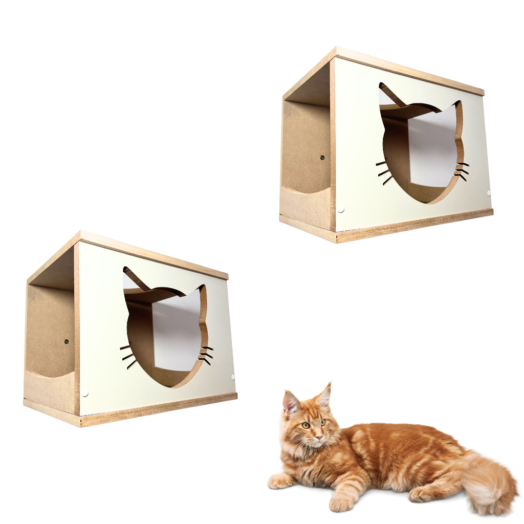 Nicho Para Gato REFORÇADO MDF 15MM Kit 2çs Com Carpete Antiderrapante Casinha de Gato Suspensa