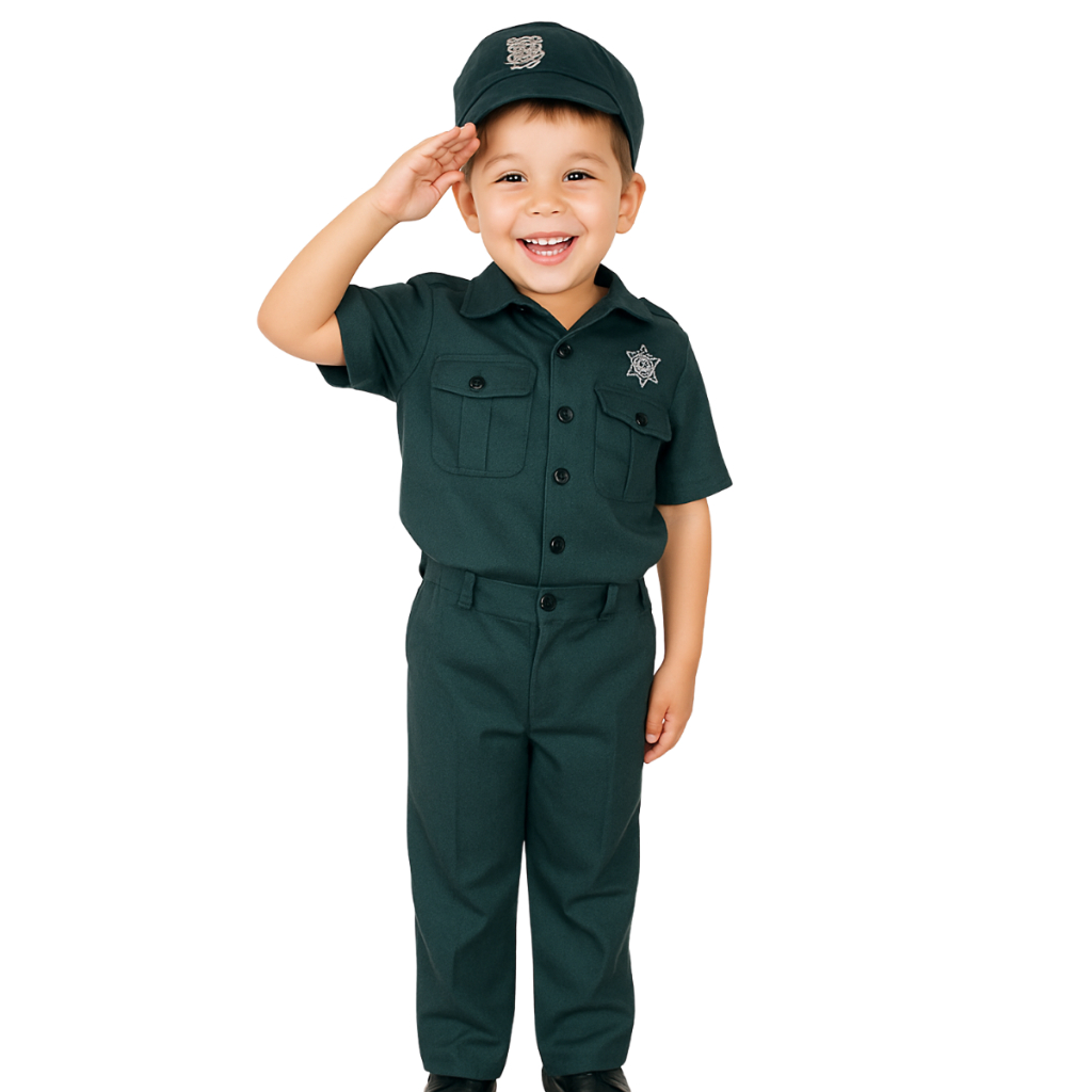 Fantasia Policial Infantil Roupa Uniforme De Policia Chapéu Distintivo Calça Camisa Criança Cosplay