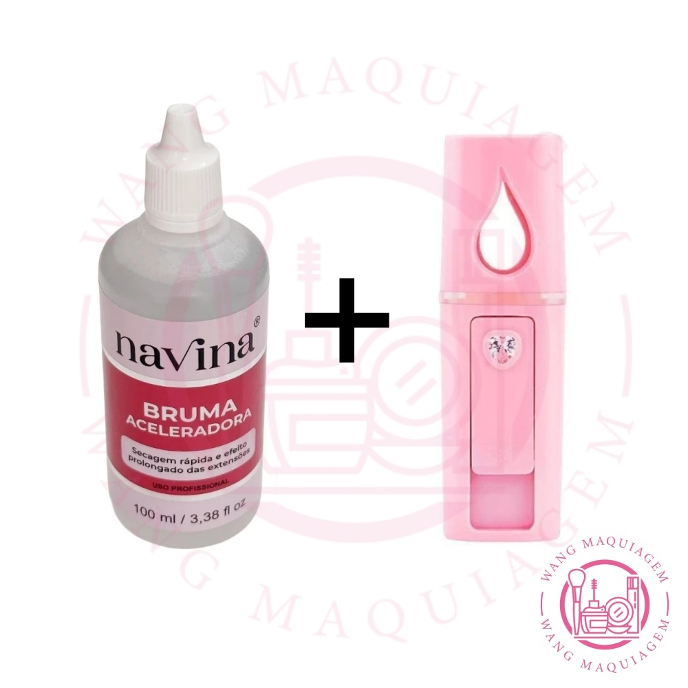 Conjunto Nano Mister Vaporizador + Bruma Navina 100ml Acelerador Extensão de Cílios