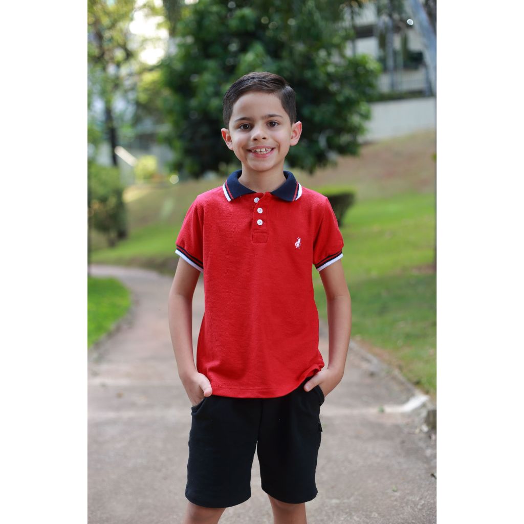 Camisa polo Infantil Vermelho Paixão