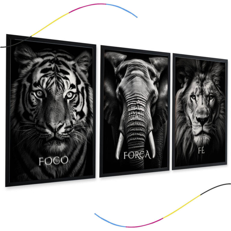 Quadro motivacional com leao para decoracao de par