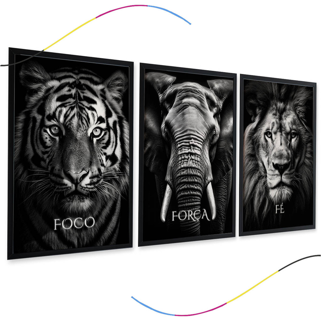 Quadro motivacional com leao para decoracao de parede do quarto, sala, escritório