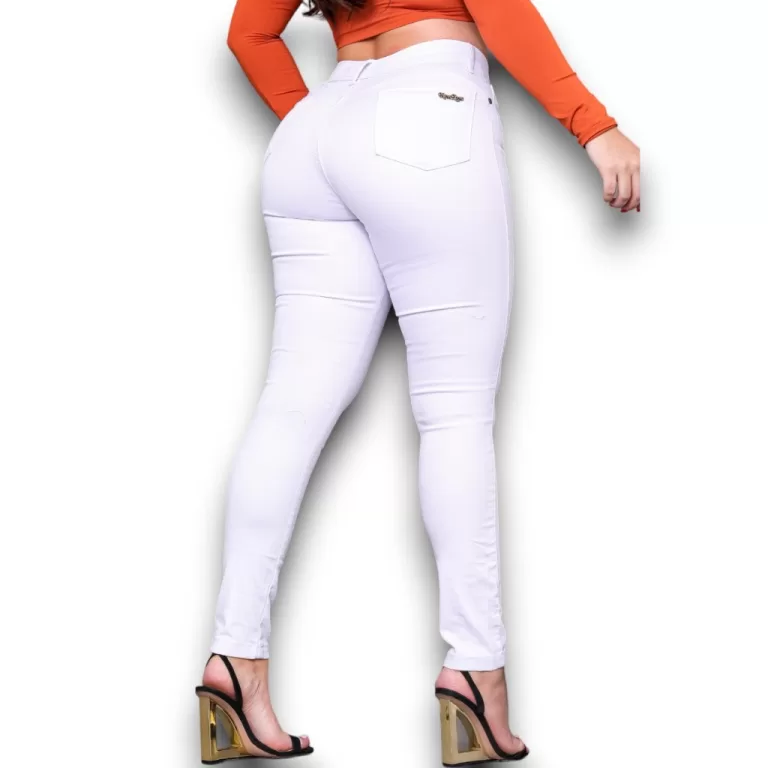 Calça Jeans Branca Feminina, Skinny com Lycra Tec