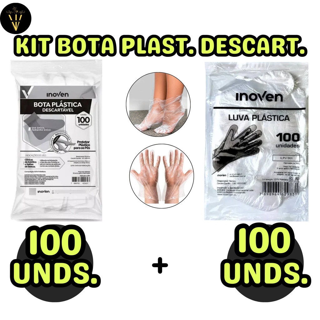 Kit 100 Luvinhas + 100 Botinhas Descartáveis