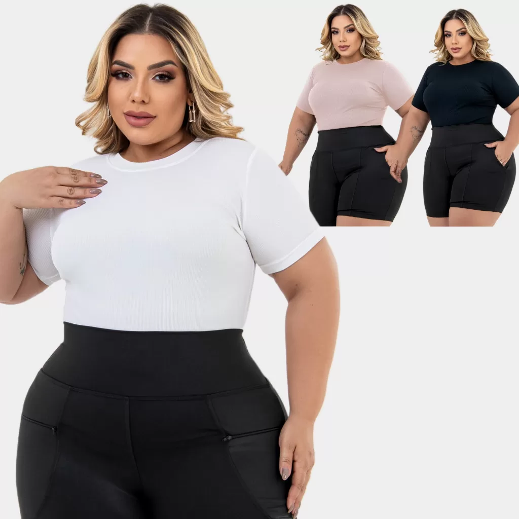 BLUSA FEMININA PLUS SIZE BASICA CANELADO PREMIUM GG AO G3