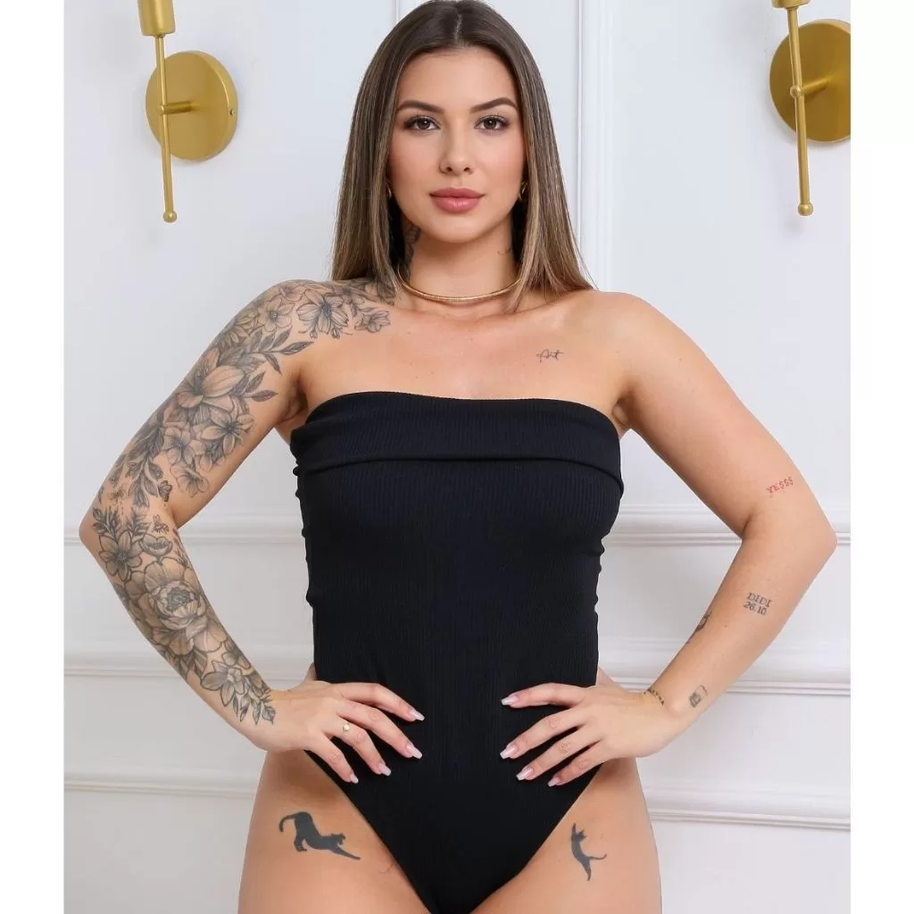 Body Feminino Anarruga tomara que caia sem bojo Bodi Moda Verão Blusinha  Assimétrico Básico