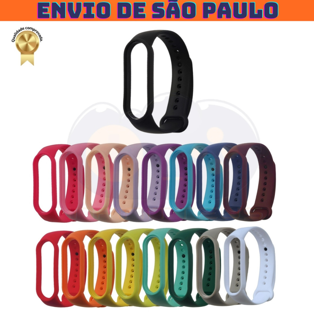 Pulseira p/ mi band 3 4 5 6 7 8 9 10 silicone macio diversas cores excelente qualidade [ENVIO HOJE]