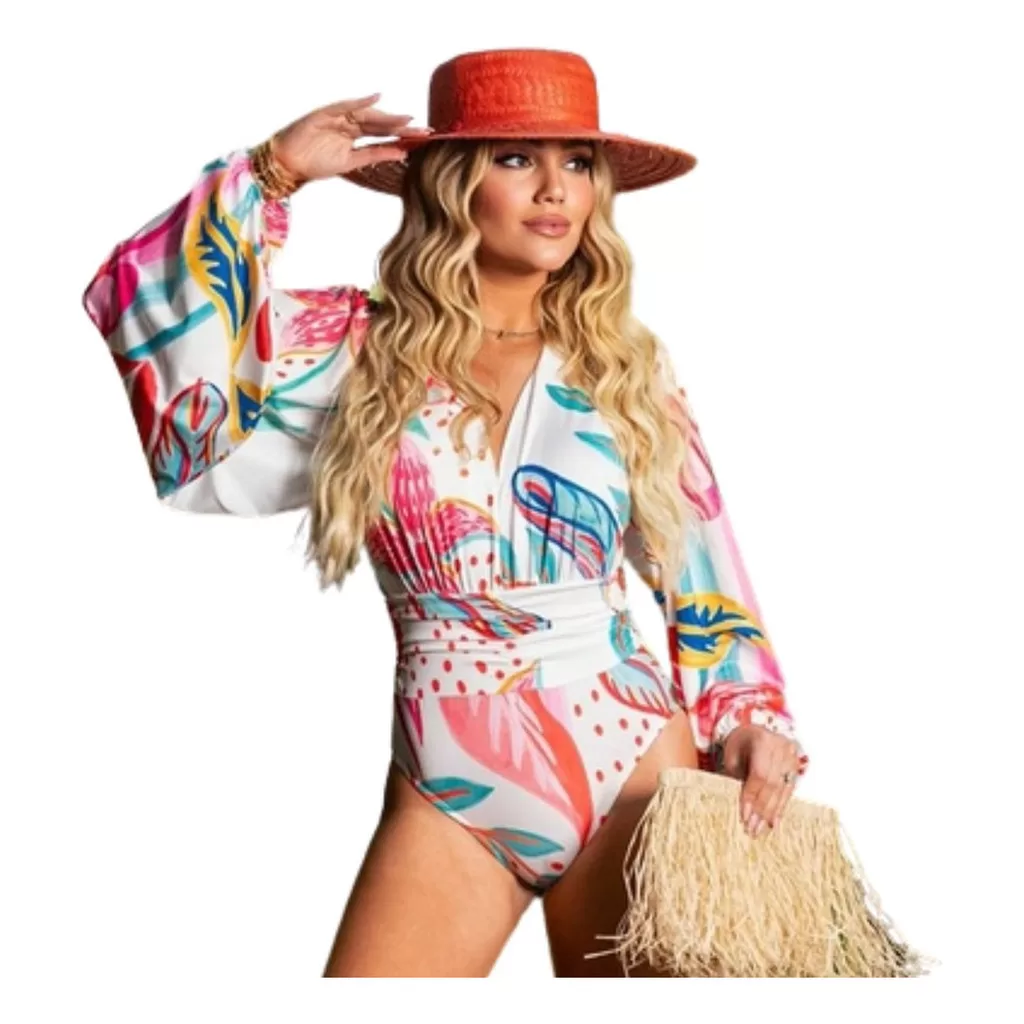 Body Feminino Manga Longa Tecido Frio Fluity Decotado