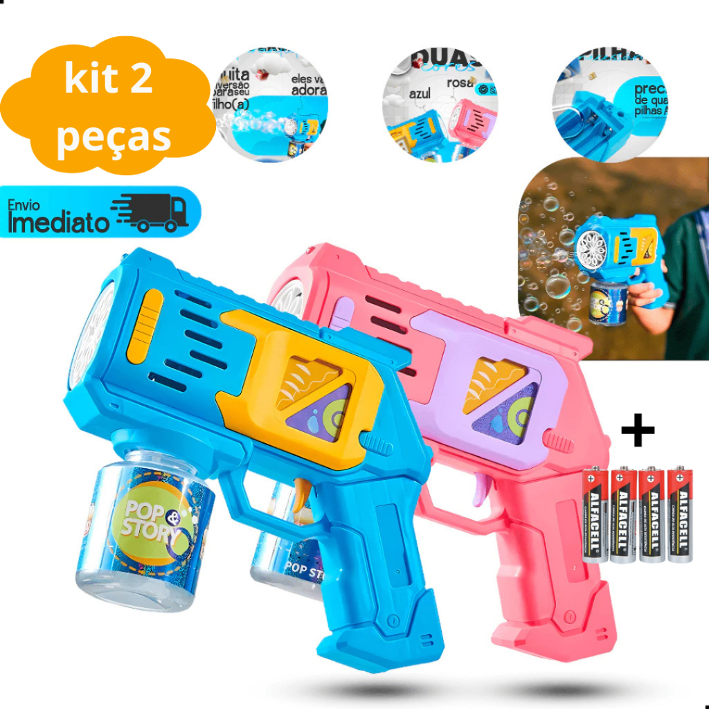 Máquinas Lança Bolha Refil De Sabão Colorido Infantil – Arminha Led Automática Pistola Menino Menina