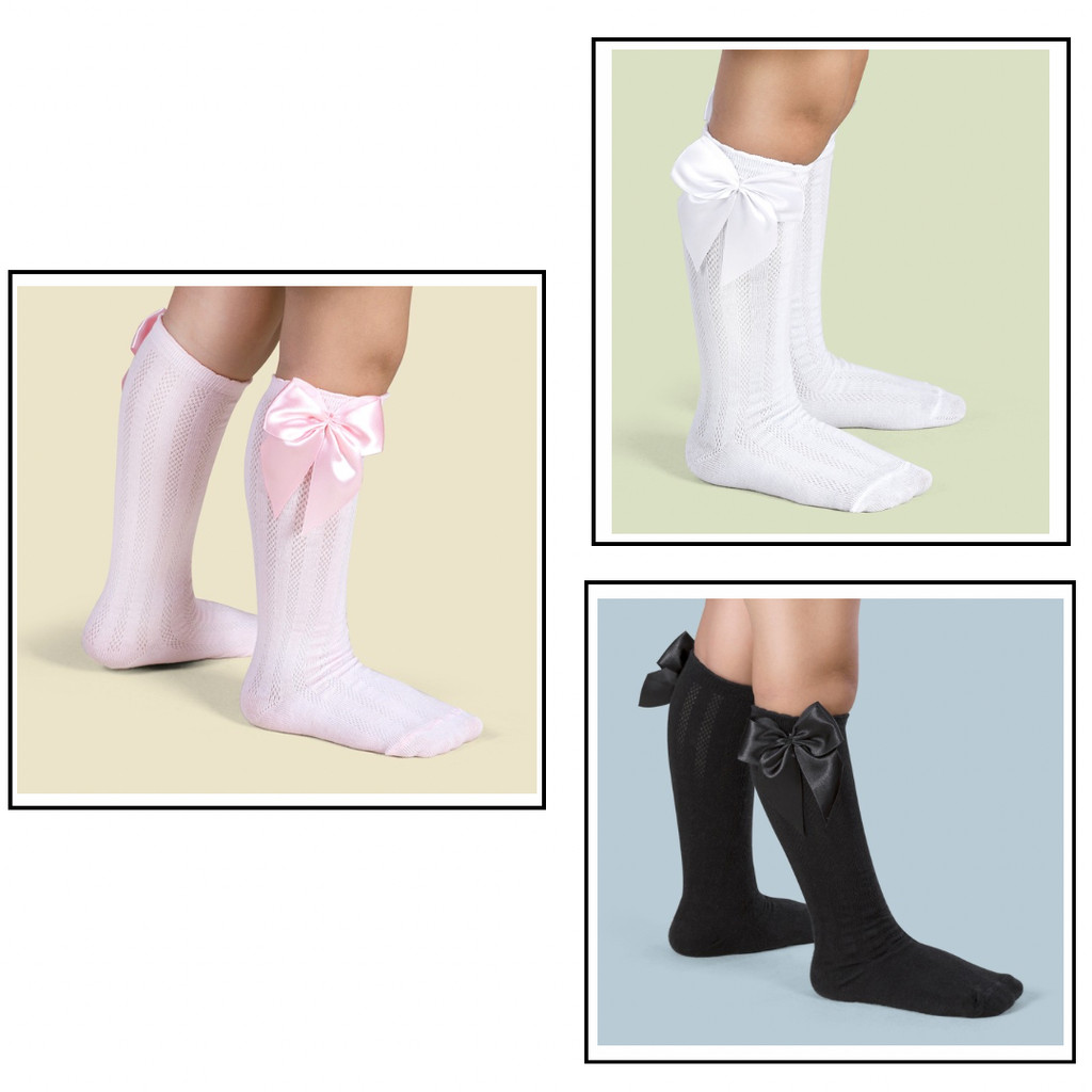 KIT 3 PARES MEIA FESTA KIDS 3/4 LAÇO BRANCO – ROSA – PRETO
