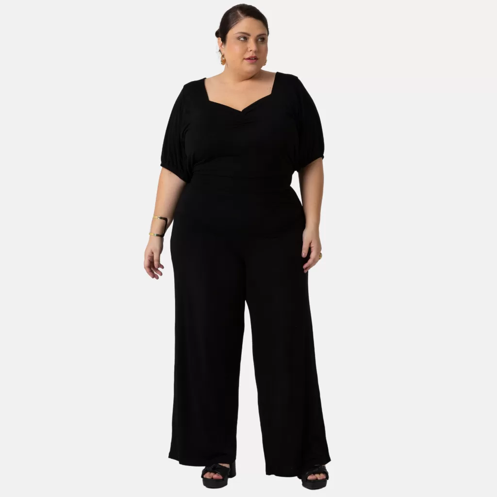 Macacão Moda Plus Size Feminino Pantalona 103810-A