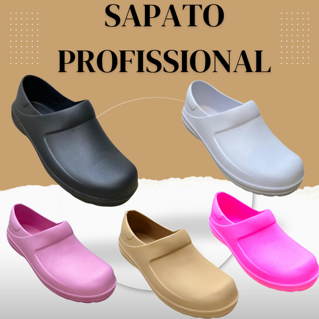 Sapato Feminino Masculino Babuc Fechado Profissional Leve Trabalho Cozinha