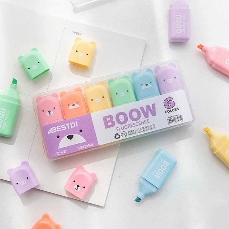 Kit Com 6 peças Marca Texto formado animais urso 