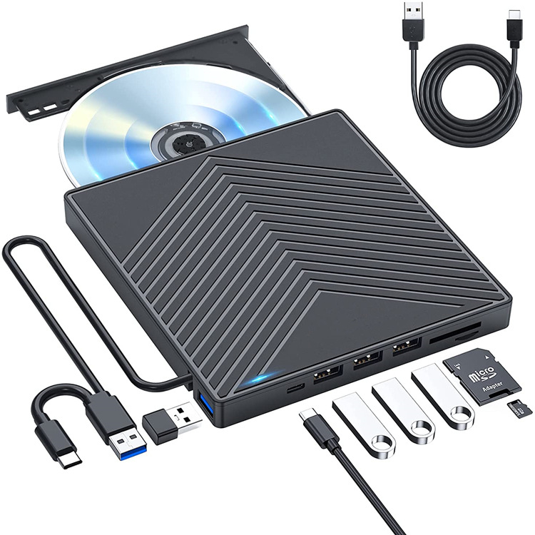 7 Em 1 Gravador Leitor Cd/dvd Externo Usb3.0 Pc No