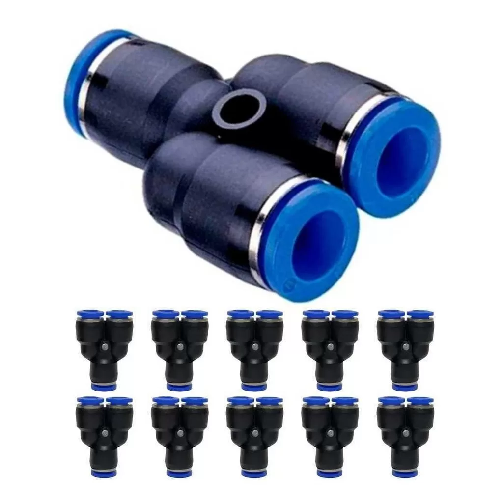Conexão Pneumática União Emenda Em Y 8mm – Kit 10 Peças