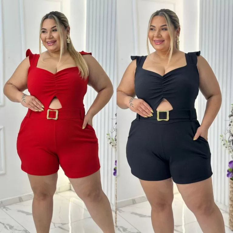 Kit 2 Macaquinhos Feminino Plus Size, Macacão Blo