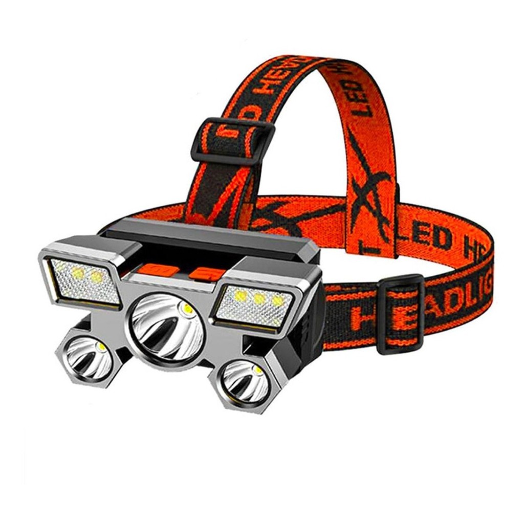 Lanterna De Cabeça 5 Leds Super Forte USB Recarregável À Prova DÁgua