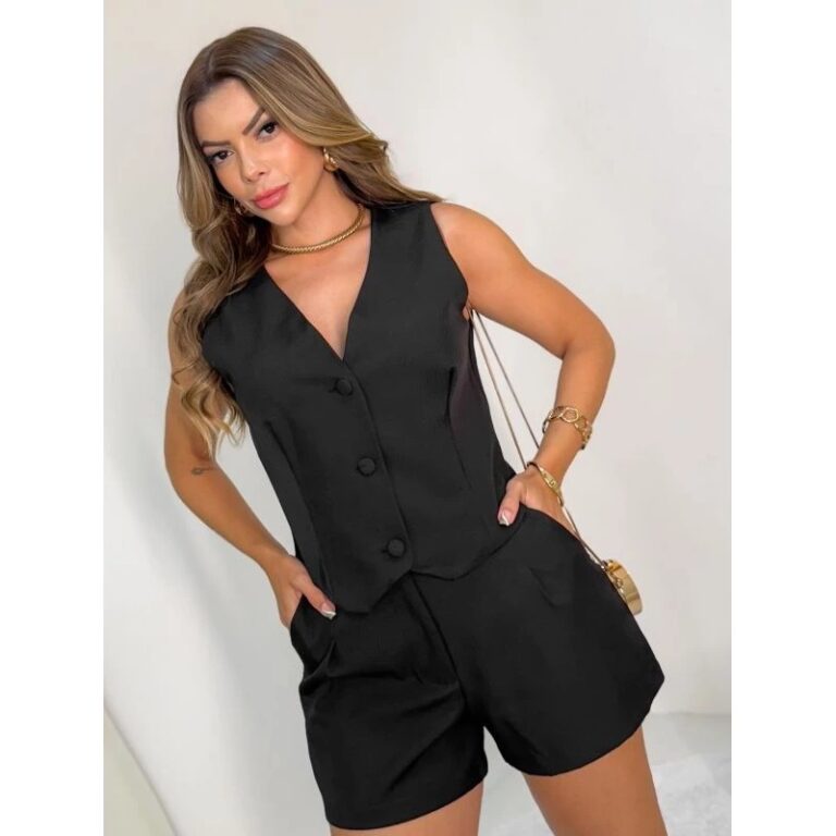 Conjunto Feminino Alfaiataria Colete e Short com B