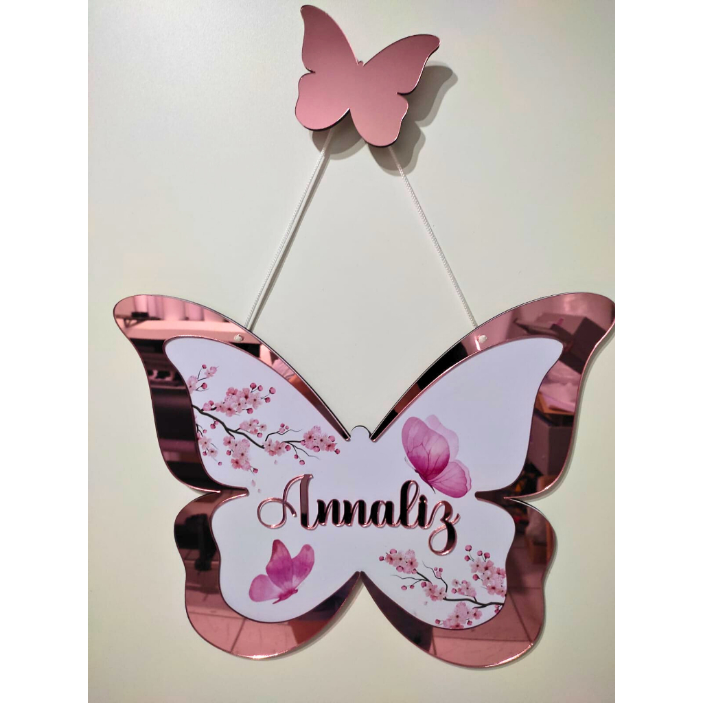 Bebê Porta Maternidade Borboleta Quarto Bebê Enfeite