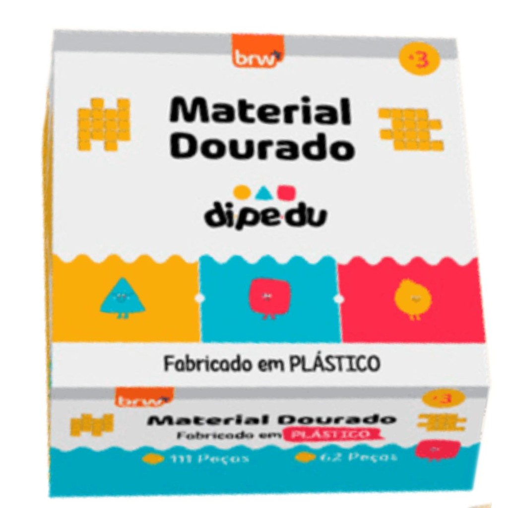 MATERIAL DOURADO BRINQUEDO PEDAGOGICO MATEMATICA PLASTICO 62 PEÇAS LAVAVEL E HIGIENICO – BRW