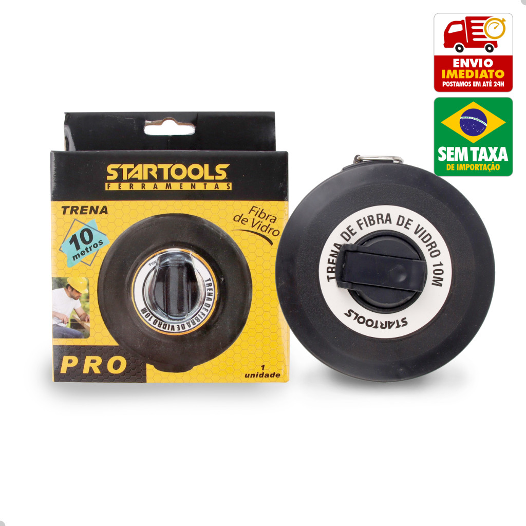 Trena Fibra de Vidro Redonda 10 Metros Profissional Trena Métrica Longa Fita StarTools AR0114