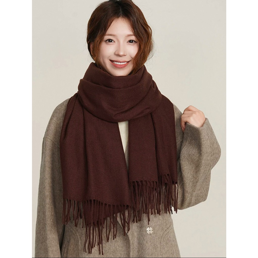 Cachecol Pashmina Lisa de Poliésterde150-230g com franjas unisex