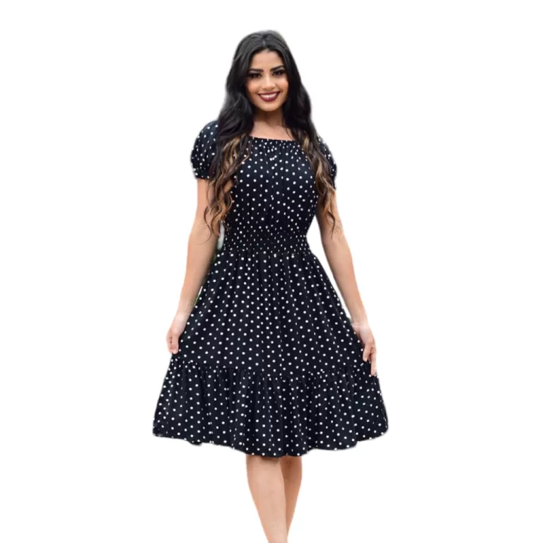 Vestido Midi Evangélico Feminino Acinturado Manga
