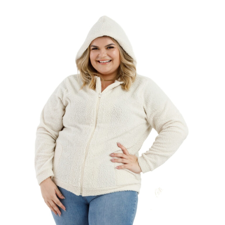 Casaco Carneirinho Feminino Plus Size Com Zíper C