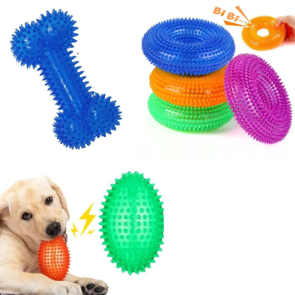 Brinquedos Osso Bolinhas Anti Stress Com Cravos Para Cachorro Pet Com Led
