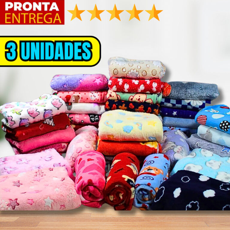 Kit 3 Unidades Manta Soft Microfibra Para Bebê In