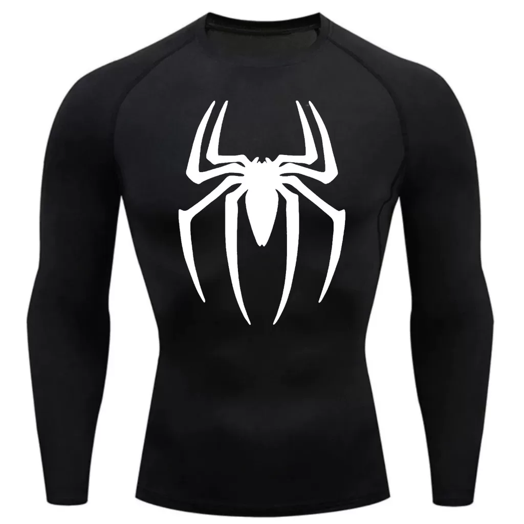 Camisa Compressão Proteção Uv 50+ Estampada Tecido Gelado Segunda Pele Manga Longa Spider Man Homem