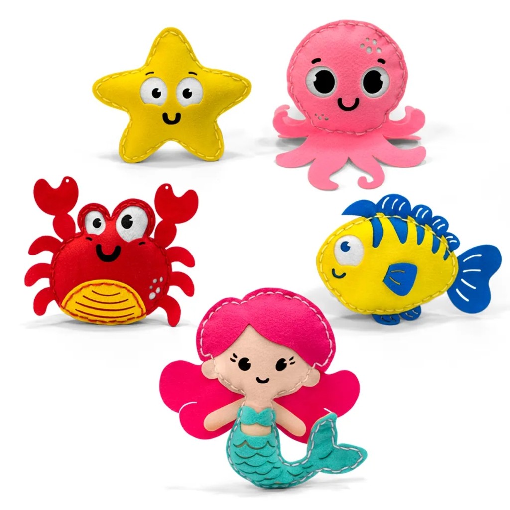 Kit Criativo Boneco de Feltro Fundo do Mar 5 em 1