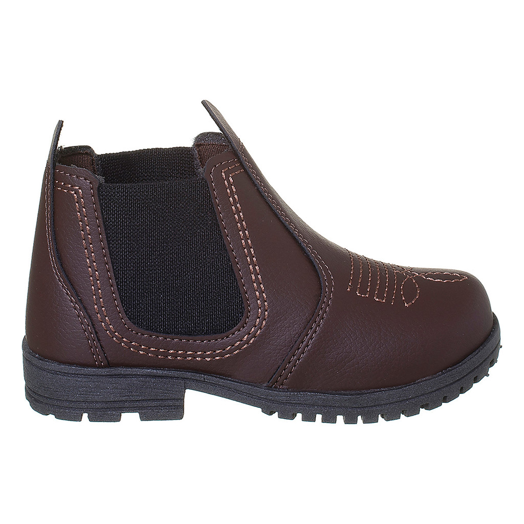 Bota Infantil Masculina Botinha Jeca Menino Botina Country Marrom Bordado