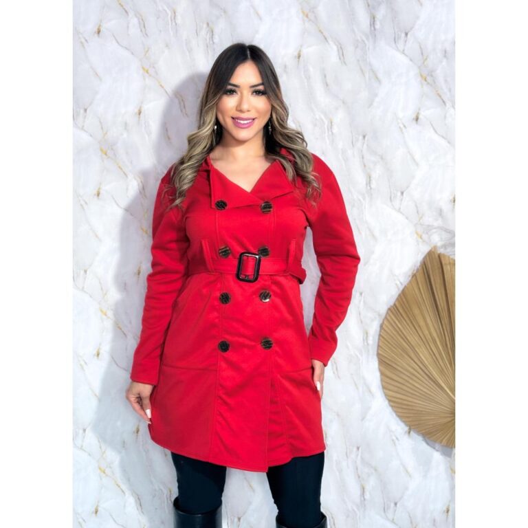 Sobretudo feminino Inverno Longo com Botão e Cint