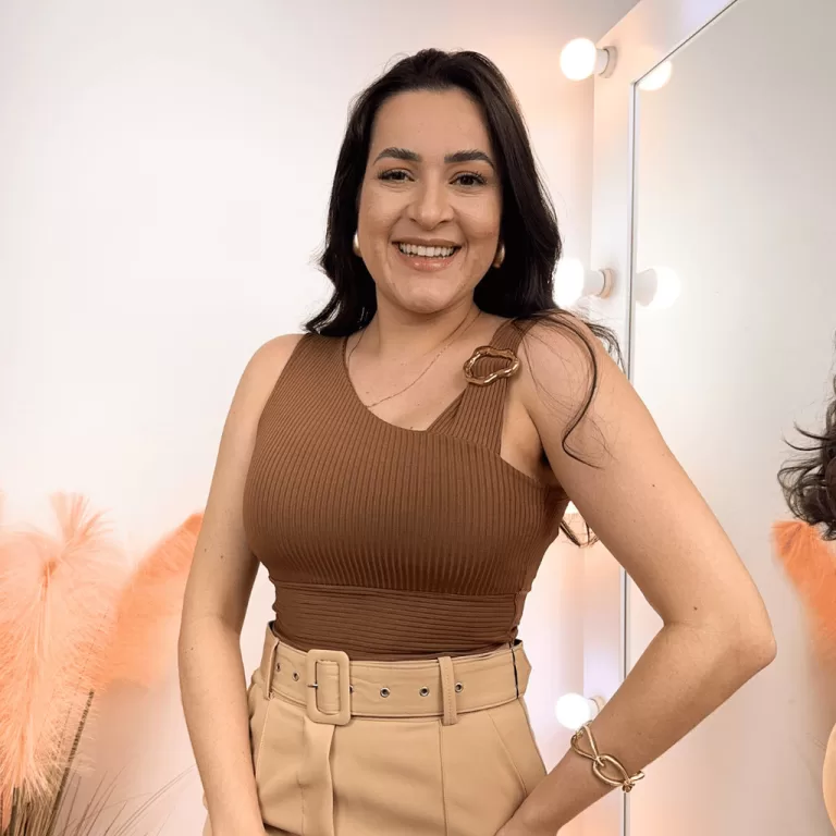 Blusa Cropped Fivela Canelado Feminino Moderno Ten