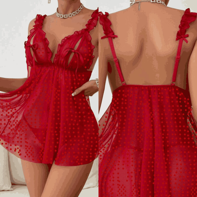 Camisola Sexy Feminina Tule Poá Sensual poá e ca