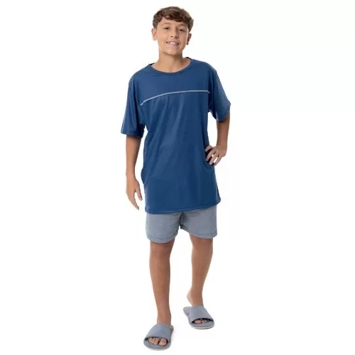 Pijama Masculino Juvenil Manga Curta Malha Premium
