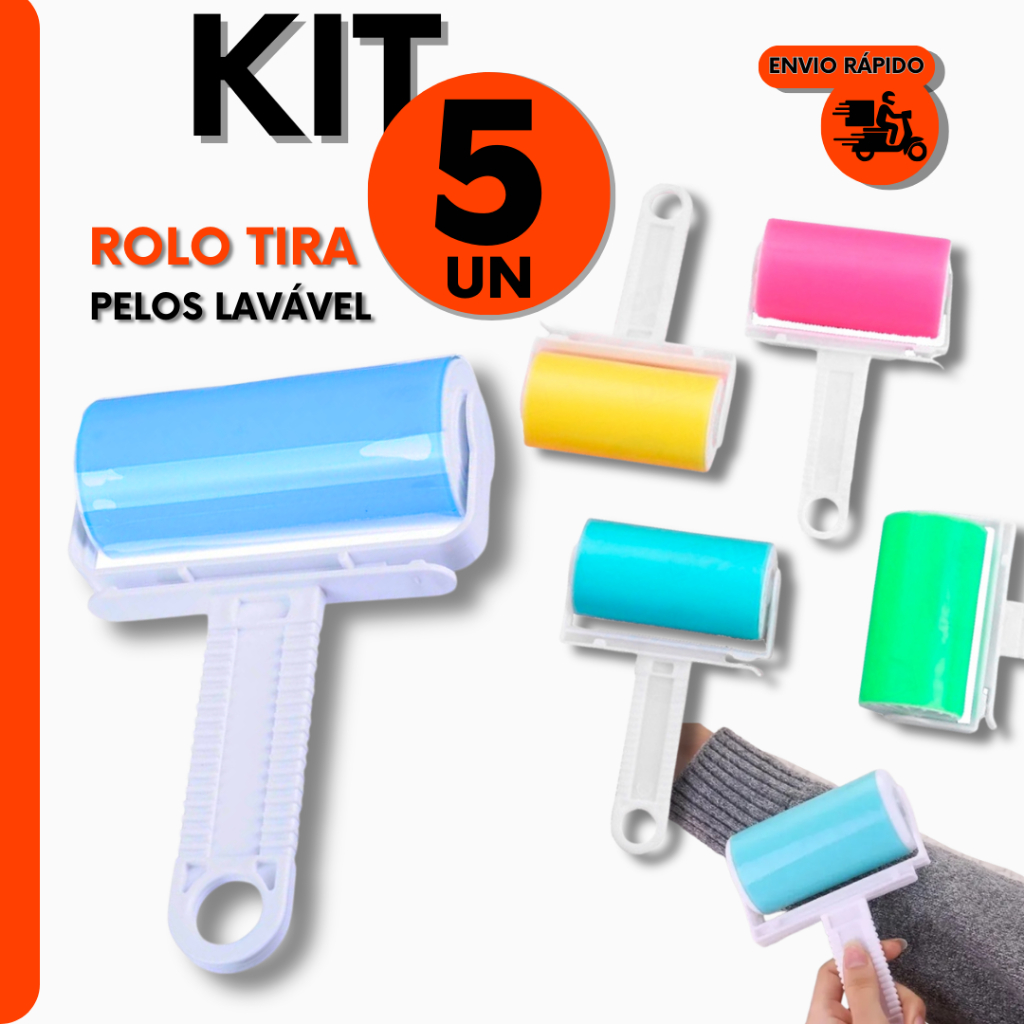 Kit Rolo Tira Pelos Adesivo Lavável Reutilizável Para Casa Carro Roupas Sofas e Cama Multiuso