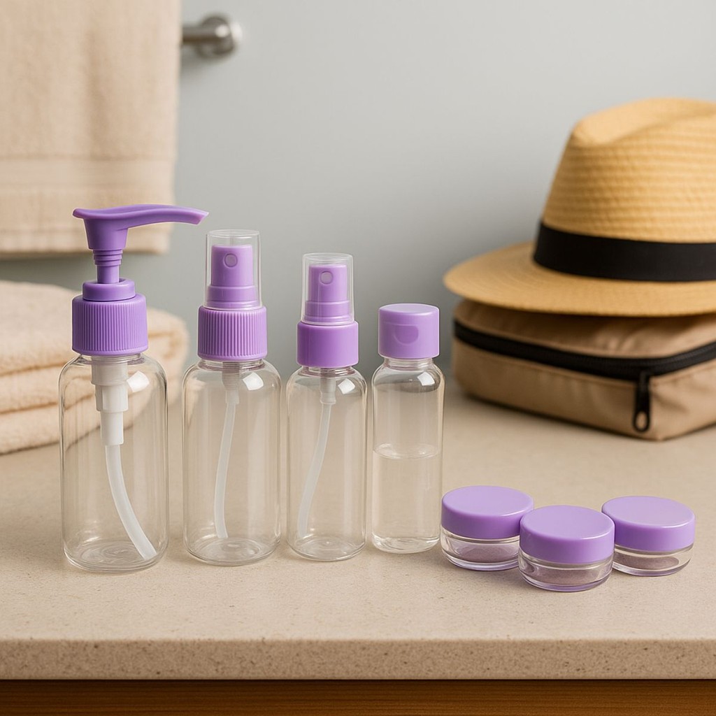 Kit 7 Frascos De Viagem Multiuso Porta Shampoo Creme Gel