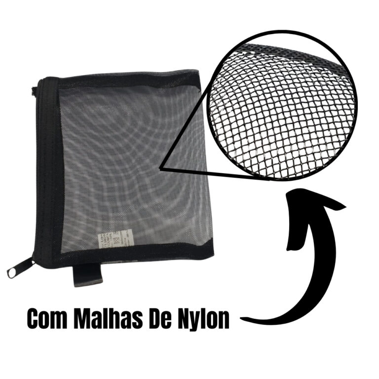 Bolsa De Maquiagem Portátil  De Nylon Preta Compa