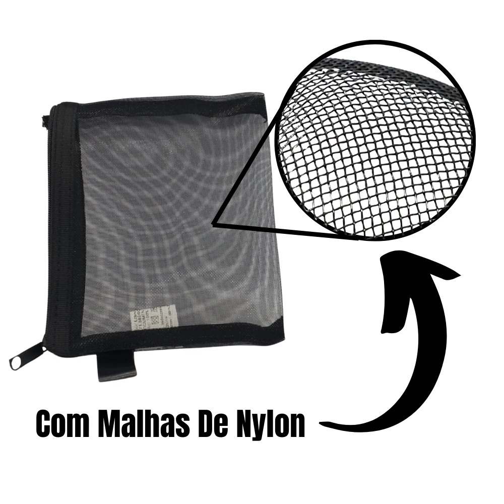 Bolsa De Maquiagem Portátil De Nylon Preta Compacta Cosméticos