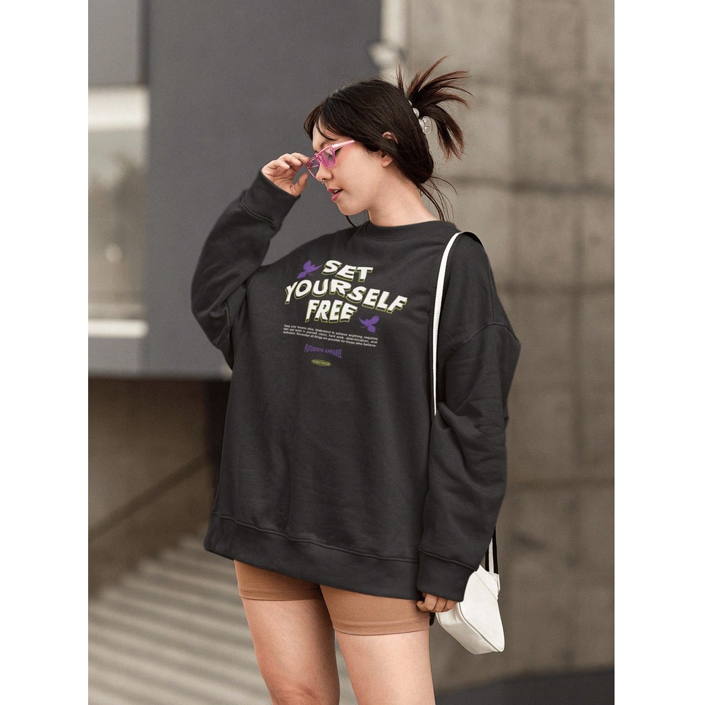 Moletom Blusa de Frio Básico Urbano Feminino Estampado Gola Redonda Confortável 100% Algodão – Set Y