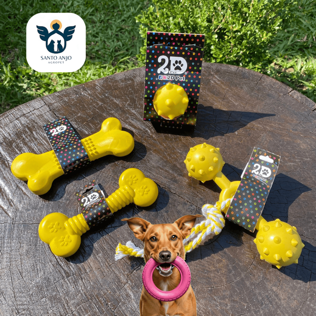 Kit Amarelo 4 Mordedores Maciços para Cachorros